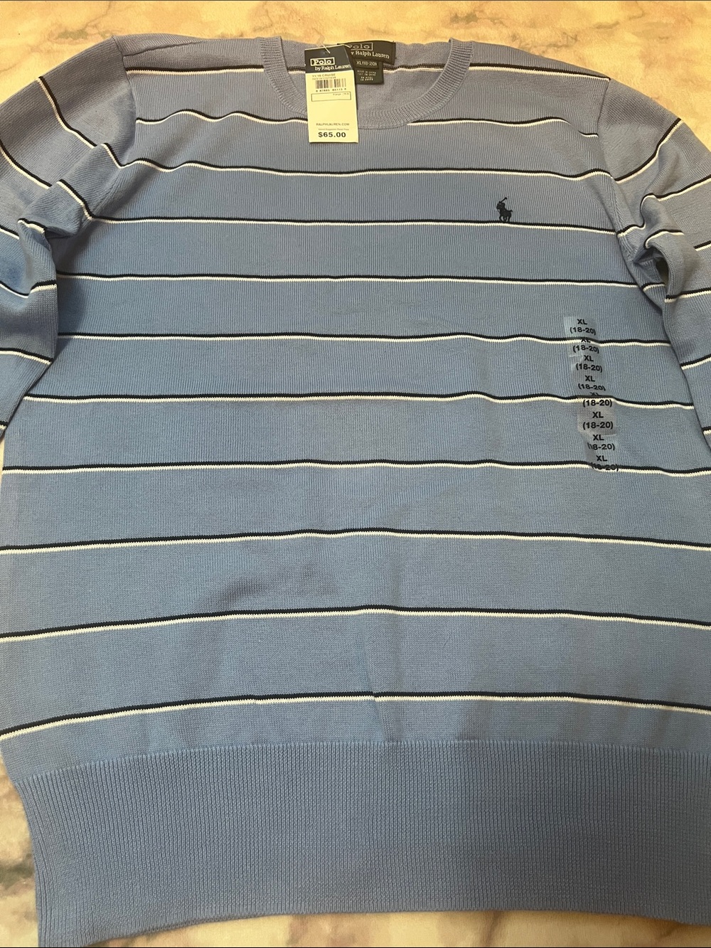 Ralph Lauren Blue with Navy and White Stripes Sweater